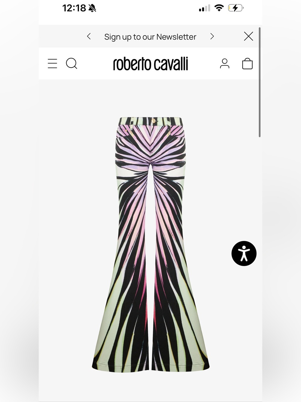 Roberto Cavalli Pink and Black Zebra-Stripe Flared Jeans